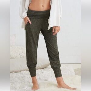Aerie Green Fold Over Jogger Casual Lounge Athleisure Pants